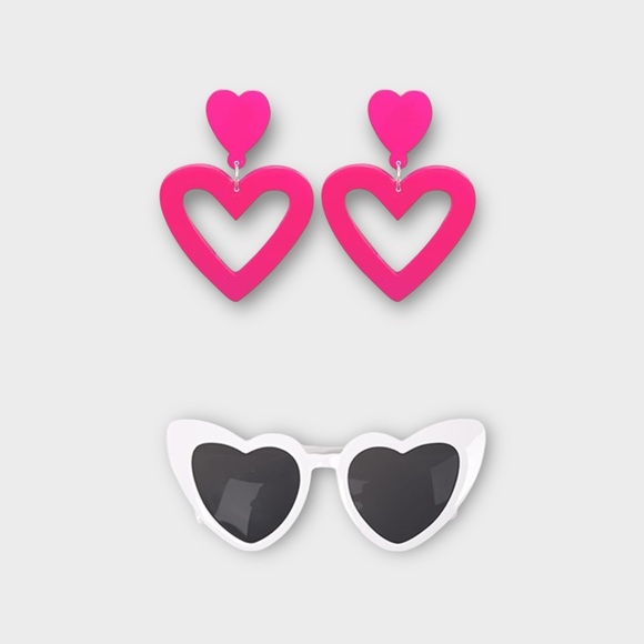 Barbie Costume Pink Long Sleeve Jumpsuit with Sunglasses and Earrings - Picture 3 of 8